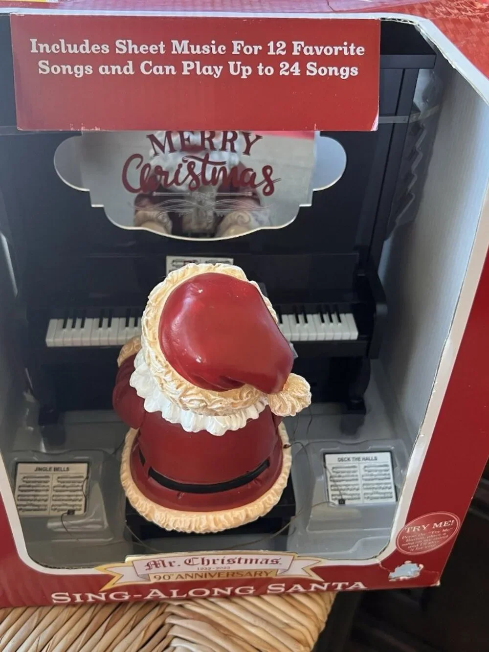 Mr. Christmas 90th Anniversary Sing-A-Long Santa Piano 23 Songs Musical Animated